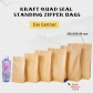 5 pcs Food Grade Quad Seal Kraft Bag With Zipper Paper Snack Packaging Bag Supplies